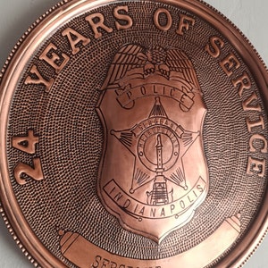 Personalized Police Officer Sergeant Promotion and Retirement Gift, Copper Police Badge Metal Sign