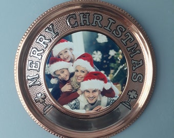 Merry Christmas Sign, Wall Hanging Copper Sign, Copper Door Hanger, Picture Frame