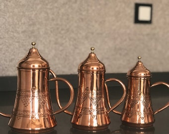 Copper Olive Oil Cruet, Engraved Oil Container, Handcrafted Olive Oil Dispenser, Olive Oil Bottle