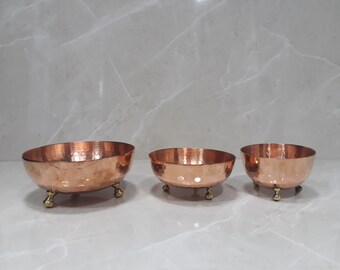 Handcrafted Hammered Copper Sugar Candy Bowl (set of 3), Mother's Day Gift, Copper Sugar Canister