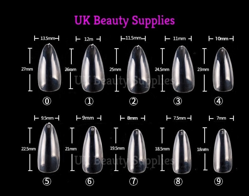 500 Pieces Medium Long Stiletto Straight Pointed Full Cover NATURAL Press On Acrylic False Nails Tips Professional Salon & Home Use. image 4