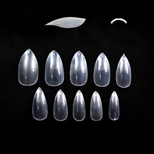 600 Pieces Short Stiletto Full Cover CLEAR Press On Acrylic False Nails Tips Professional Salon & Home Use. image 2