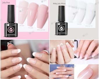 Jelly Pink Jelly White Nail Gel Polish UV LED Soak Off French Manicure UV Gel