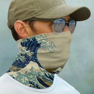Sun Neck Gaiter Bandana Gesichtsmaske Gesichtsabdeckung UPF 50+ UV-Schutz Nautisch Die große Welle vor Kanagawa Boat