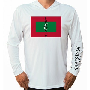 Maldives Flag Map Australia Ocean Fishing Shirt UPF 50 Long Sleeve T-Shirt Sun UV Protection Front Long Sleeve Hood Hooded