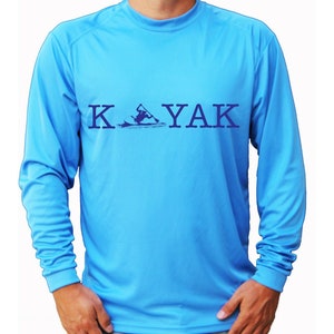 Kayak River Lake Boat Fishing Shirt UPF 50 Long Sleeve T-Shirt Sun UV Protection Front or Back