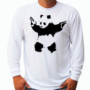Banksy Panda Art Sport Long Sleeve UPF 50 T-Shirt Fishing Boat Sun UV Protection