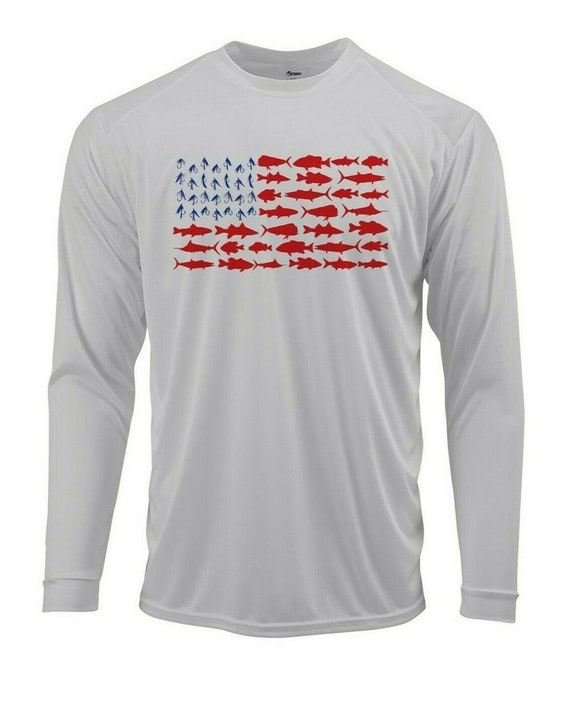 Fish Lure Flag Fishing Long Sleeve UPF 50 T-Shirt Fishing Boat UV Protection Front or Back Short Sleeve or Long Sleeve