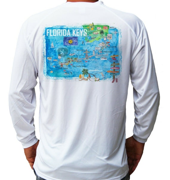 Florida Keys Key West Ocean Boat Sport Fishing Shirt UPF 50 Long Sleeve T- shirt Sun UV Protection Front or Back 