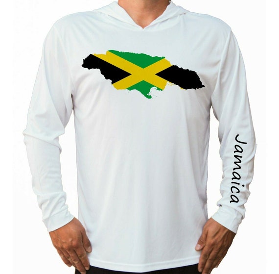 Jamaica Flag Map Ocean Fishing Shirt UPF 50 Long Sleeve T-shirt