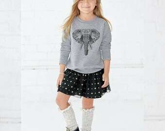 Elephant Drawing Girls Kids T-Shirt Toddler Fleece Sweatshirt Long Sleeve Gift