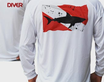 Scuba Diver Shirt, Dive Flag Shirt, Scuba Diving T Shirt, Diver Gift for Men, Ocean Diving Shirt, Beach Vacation Tee, Snorkeling Shirt
