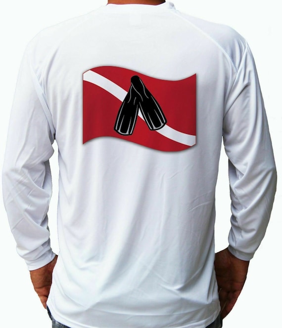 Scuba Diver Diving Fins Logo Flag Ocean Boat Sport Fishing Shirt