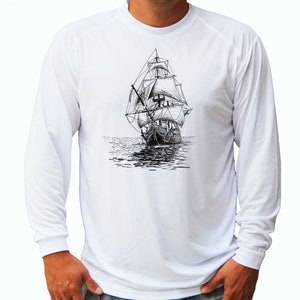 Sailboat Ship Short or Long Sleeve UPF 50 T-Shirt Beach Water Sport UV Protection Front or Back print