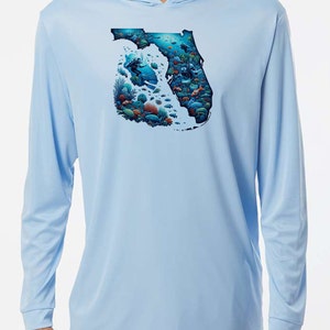 Florida State Map Duiken Vissen Watersport UV-beschermd UPF 50 T-shirt met lange mouwen Kapboot Strand