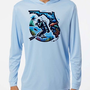Florida State Map Duiken Vissen Watersport UV-beschermd UPF 50 T-shirt met lange mouwen Kapboot Strand