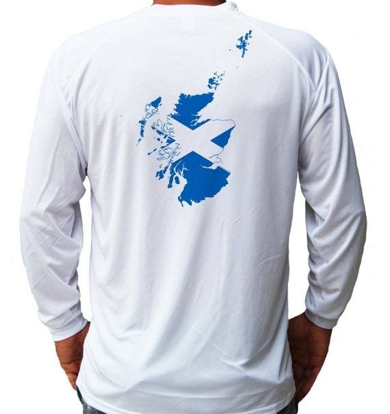 Scotland Flag Ocean Boat Sport Fishing Shirt UPF 50 Long Sleeve T-Shirt Sun UV Protection Front or Back