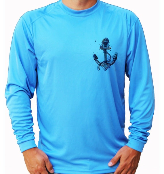 Anchor Boat Capitan Ocean Fishing Shirt UPF 50 Long Sleeve T-shirt Sun UV  Protection 