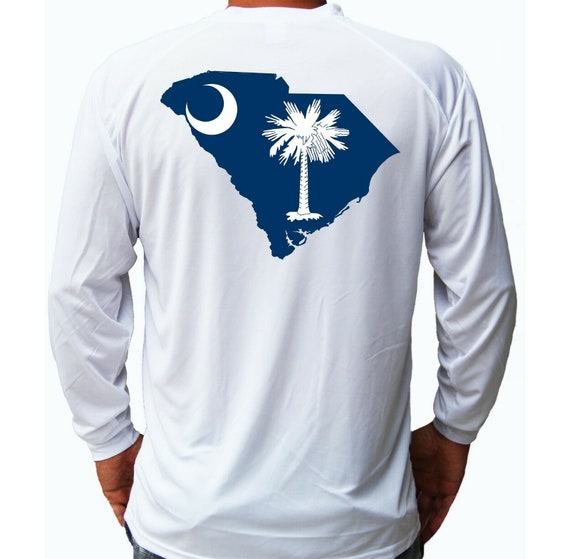 South Carolina State Flag Ocean Boat Fishing Shirt UPF 50 Long Sleeve T-Shirt Sun UV Protection Front or Back