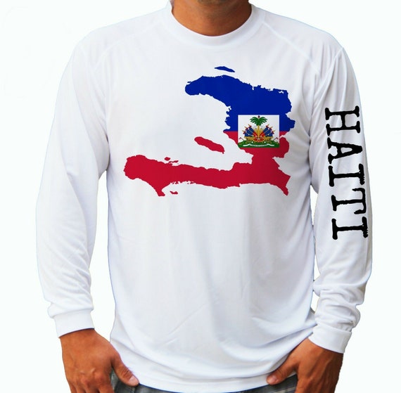 Haitian Flag Haiti Map Flag Ocean Boat Sport Fishing Shirt UPF 50 Long  Sleeve T-shirt Sun UV Protection Front or Back -  Canada