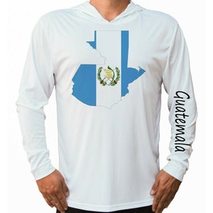 Guatemala Flagge Karte Ozean Angeln Shirt UPF 50 Langarm T-Shirt Sonne UV Schutz Front Langarm Kapuze Kapuze