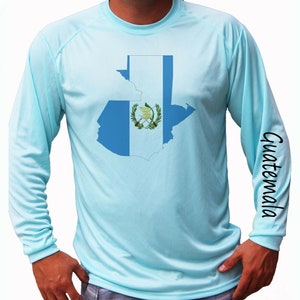 Guatemala Flagge Karte Ozean Angeln Shirt UPF 50 Langarm T-Shirt Sonne UV-Schutz Vorder- oder Rückseite
