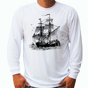Sailboat Ship Short or Long Sleeve UPF 50 T-Shirt Beach Water Sport UV Protection Front or Back print