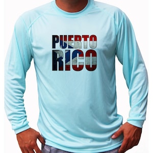 Puerto Rico Boricua Flag Distressed Ocean Fishing Shirt UPF 50 Long Sleeve or short Sleeve T-Shirt Sun UV Protection Front or Back