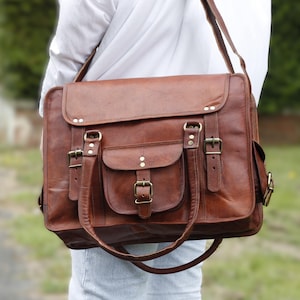 Vintage style leather travel bag 16&#39;&#39;
