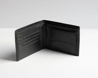 Carteira masculina personalizada, carteira preta em couro legítimo com porta-moedas, presente de Dia dos Namorados para ele, presente para namorado, pai, marido.
