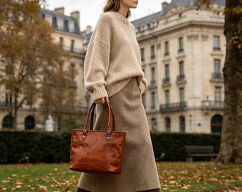 Leather tote bag