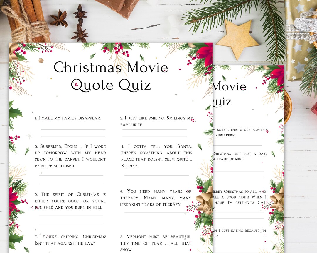 Christmas Movie Quote Quiz Guess the Movie Christmas Games Etsy