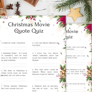 Christmas Movie Quote Quiz, Guess the movie, Christmas games printable