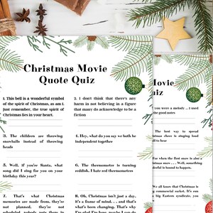 Christmas Movie Quote Quiz, Guess the movie, Christmas games printable