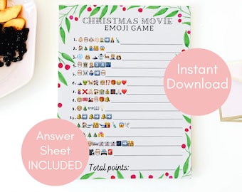 Christmas Movie Quiz, Emoji Quiz, Christmas Games, Printable