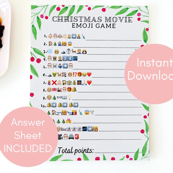 Christmas Movie Quiz, Emoji Quiz, Christmas Games, Printable