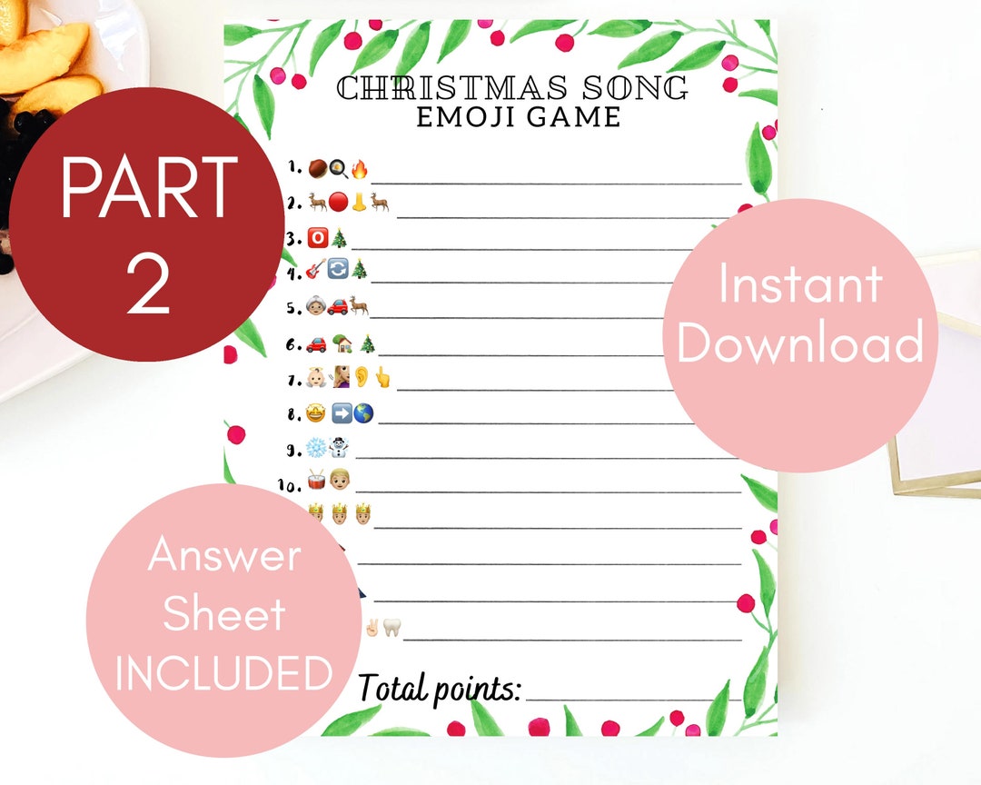 Christmas Song Quiz, Emoji Pictionary, Christmas Games, Printable, - Etsy
