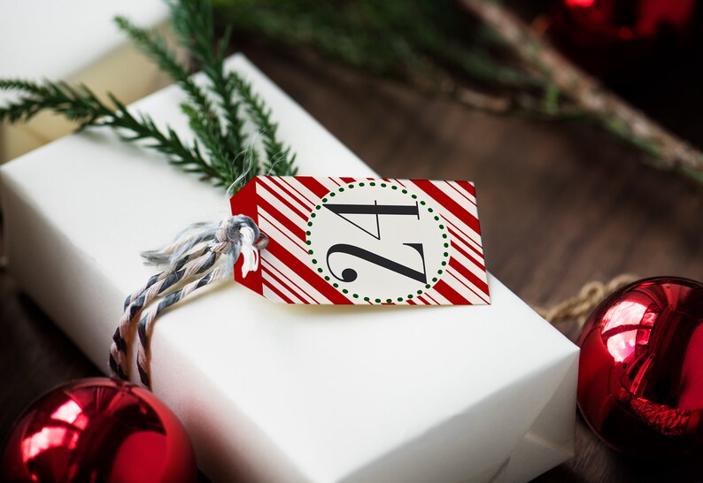 Christmas Countdown Tags Printable, DIY Advent Calendar, 25 Days Until