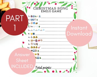 Christmas Song Quiz, Emoji pictionary, Christmas Games, Printable,