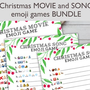 Christmas Movie and Song Quiz Bundle, Emoji Pictionary, Christmas Games, Printable,