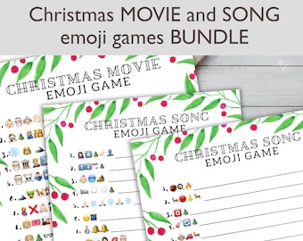 Christmas Movie and Song Quiz Bundle, Emoji Pictionary, Christmas Games, Printable,