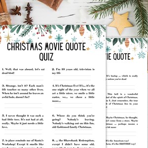 Christmas Movie Quote Quiz, Guess the movie, Christmas games printable