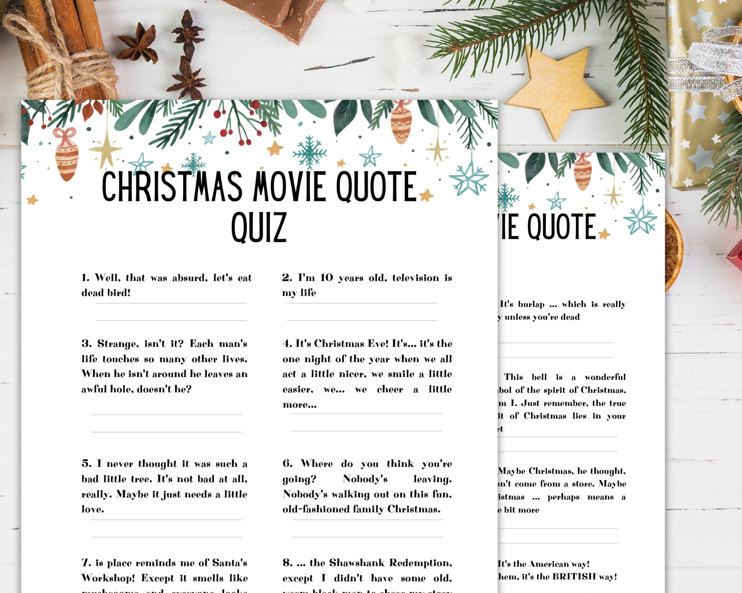Christmas Movie Quote Quiz, Guess the Movie, Christmas Games Printable - Etsy