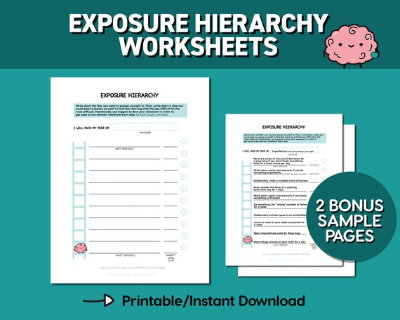erp worksheets ocd therapy worksheets ocd recovery etsy