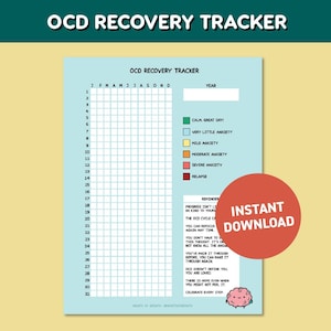 OCD Tracker |  OCD Awareness | Therapy Worksheets | Therapy Printables  | CBT Therapy