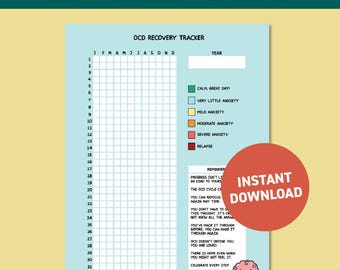 OCD Recovery Tracker | Symptoms, Goal Setting (Digital Download)