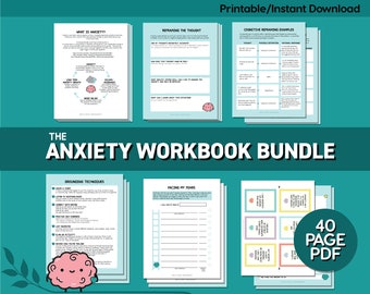 Anxiety Workbook | Mental Health Journal | CBTWorksheets | Self Help Tools | Anxiety Tracker
