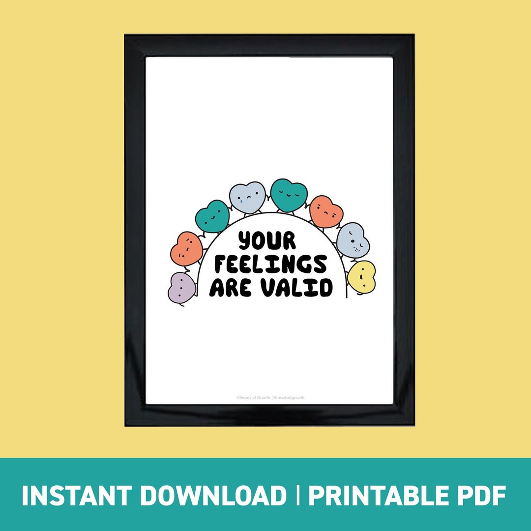 Mental Health Poster | Your Feelings Are Valid | Printable Wall Art ...