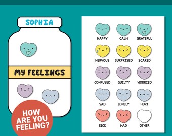 Gefühle Glas druckbare für Kinder, Werkzeug für psychische Gesundheit (digitaler Download)