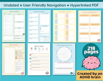ADHD Digital Planner, Hyperlinked Planner